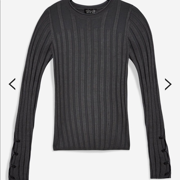 (Sold) TOPSHOP Ribbed Button Long Sleeve Top - Picture 2 of 8